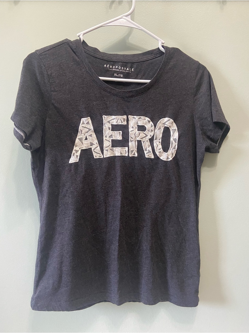 Aeropostale Black Short Sleeve Tee with Patterned AERO Logo